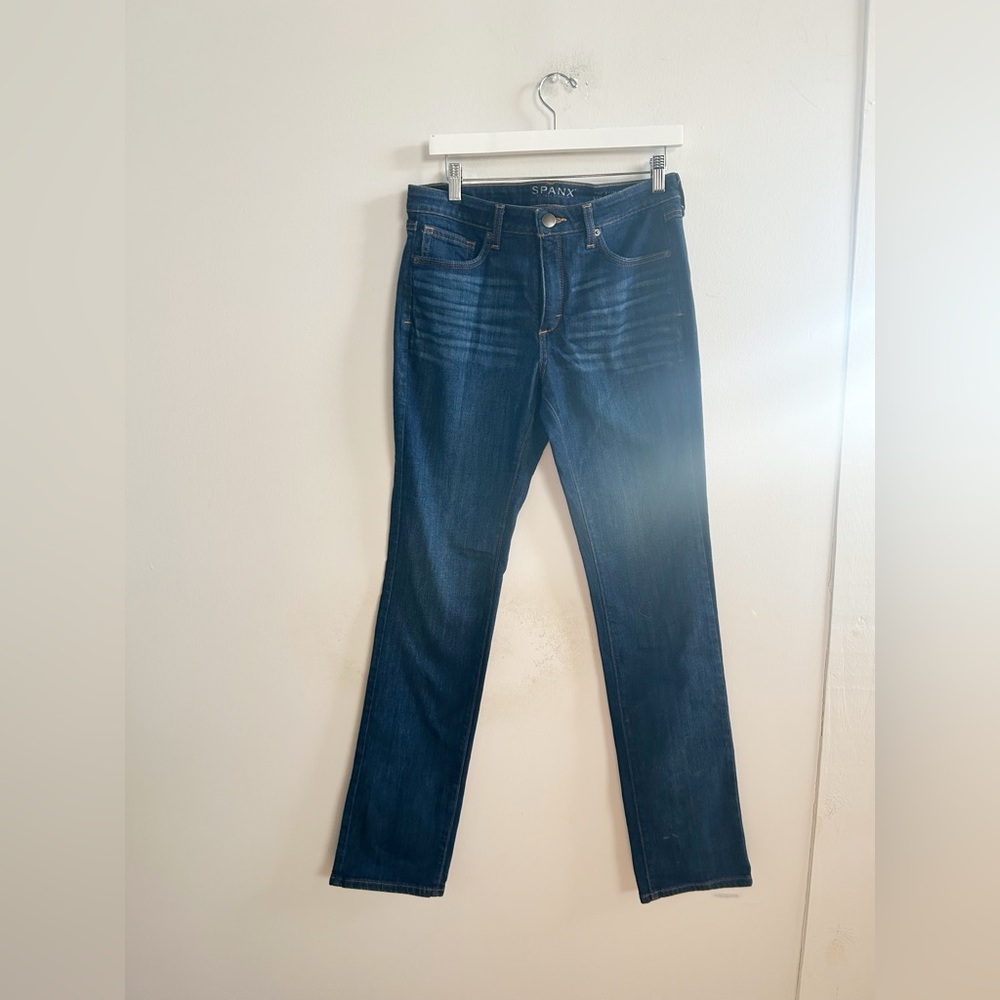 Spanx blue straight leg jeans 29